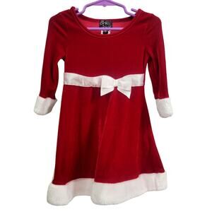 Pink & Violet Little Girl Christmas‎ Velvet Fit & Flare Red/White Dress 2T